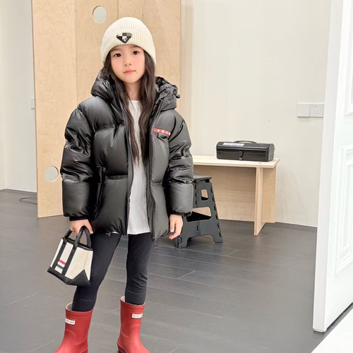 外贸高端儿童三角标羽绒服亲子同款加厚保暖羽绒短款外套
