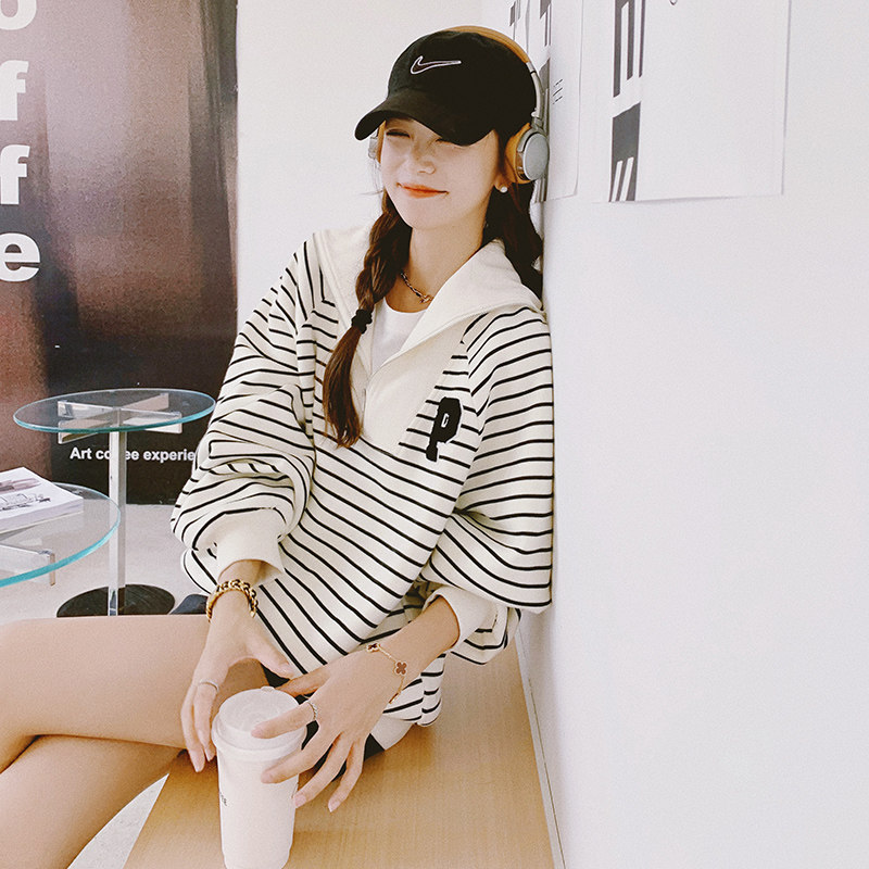大货高品质条纹卫衣8042P125控价178,女装卫衣/绒衫,浙宝265