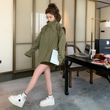 军绿色设计感立领短外套女2023秋季新款韩版工装休闲宽松百搭夹克，女装短外套，浙宝265