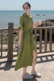 现货牛油果绿法式浪漫连衣裙8818，女装连衣裙，浙宝265
