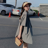 灰色西服外套短裤套装女薄款2023夏新款韩版高级感时尚职业两件套，女装套装/套裙，浙宝265