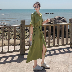 现货 豆绿色法式浪漫连衣裙 8818 控价P115控价168,女装连衣裙,浙宝265