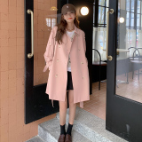 大货！！皮粉色中长款风衣外套8051P135控价188，女装风衣，浙宝265
