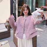 2024冬新款羊毛小香风短款双排扣上衣7071P165控248，女装毛呢外套，浙宝265