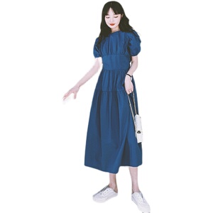 2021泡泡袖显瘦连衣裙850 P90 控148图片