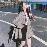 现货2021秋款短款格子风衣外套8715P125控价188，女装风衣，浙宝265