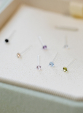 「琥珀糖粒」迷你透明隐形树脂耳钉养耳睡觉免摘小耳饰简约耳骨钉