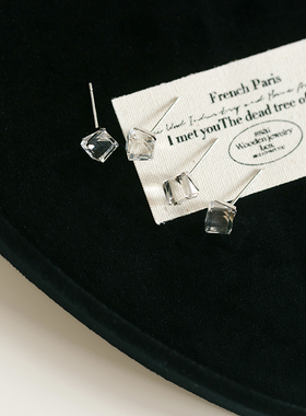 HelloJan 925银方糖耳钉小众设计感冷淡风耳环简约百搭方块耳环