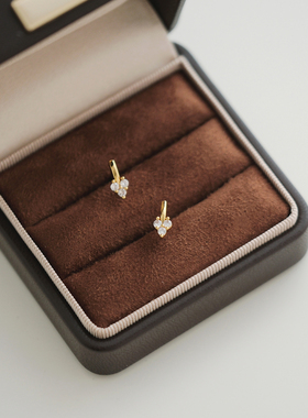 「长期主义」925银迷你爱心锆石爱心小耳钉日常小巧精致闪钻耳饰