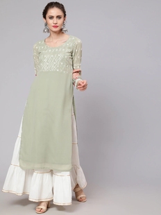 上衣乔其纱刺绣长袖 3夏季 过膝开叉长款 库塔印度民族风女装