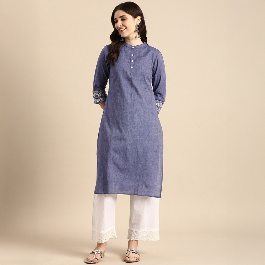 印度传统服饰成人日常气质女装刺绣纯棉薄款圆领七分袖紫色上衣