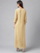 C2-1-4 INDIA IMPORT DRESS WOMENS PRINT CROPPED SLEEVES ROUND NECK DRAP WAIST DRAWSTRING LONG BEIGE 2024