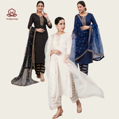 棉套装 气质中长款 3色可选 异域传统服饰印花3件套服装 印度进口女装