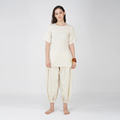 印度进口有机棉传统瑜伽服套装 冥想打坐高端宽松禅修服外穿本白色