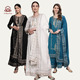 棉质印花七分袖 印度进口传统服饰女装 民族风情旁遮比3件套中长款