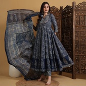 印度服饰女进口新品 三件套 V领异域风情高腰纯棉春夏印花七分袖