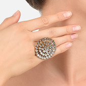 印度风格 进口戒指组合传统女复古闪钻镂空花卉造型开口指环手饰