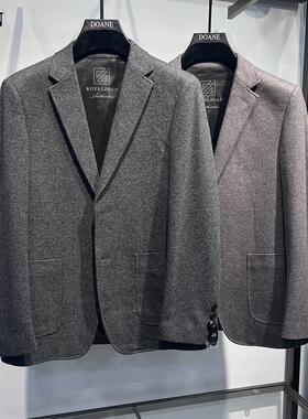 2025男士灰色羊毛休闲西装外套春秋西服上衣单件高级感商务单西