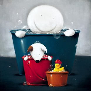 Hyde 画 泡泡浴狗狗 限量版 潮流 可爱小动物温馨 英国艺术家Doug