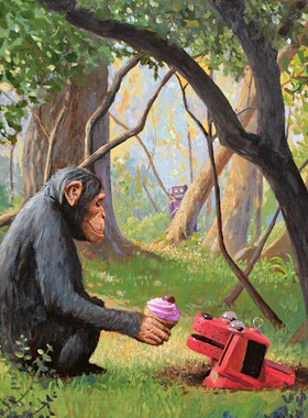 埃里克·乔伊娜ERIC JOYNER潜行者猩猩亲签限量版画 机器人装饰画