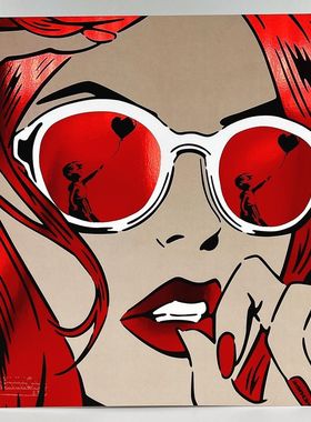 现代艺术家Rich Simmons红色女郎 限量版画 潮流现代壁画桌面画
