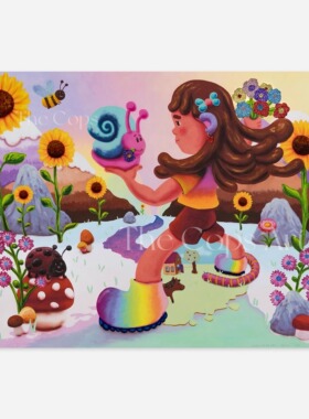 Super Future Kid超级未来小子超现实花园梦幻动漫少女限量版画