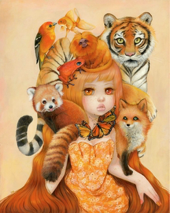 画卡通动漫装 插画家Camilla 橙色版 Errico正品 饰画芭比粉壁画