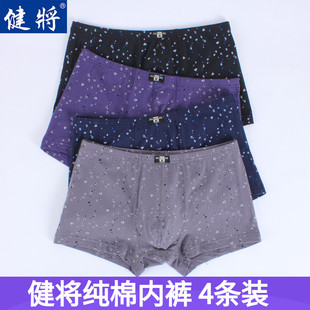 健将内裤男士纯棉全棉男性青年时尚平角裤中腰四角裤宽松大码短裤