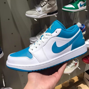 Nike耐克男鞋Air Jordan 1 AJ1白蓝低帮运动休闲板鞋553558-174