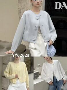 6262春季 圆领单排扣短外套女宽松显瘦百搭上衣 新款