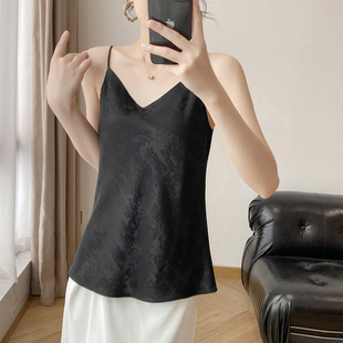 2026新款夏天西装衬衫打底内搭真丝醋酸提花缎面上衣外穿吊带背心