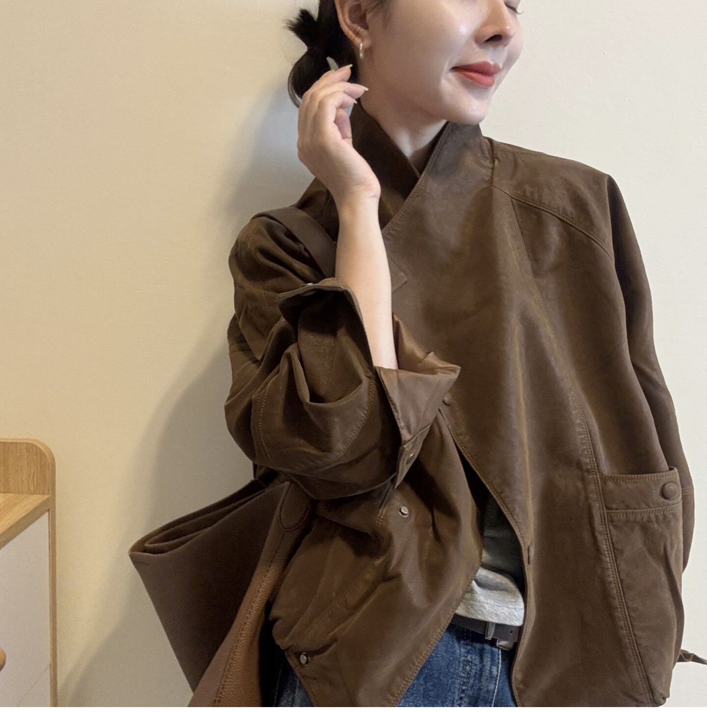 复古宽松立领PU皮皮衣外套女欧洲站2026秋季新款欧货短款夹克上衣