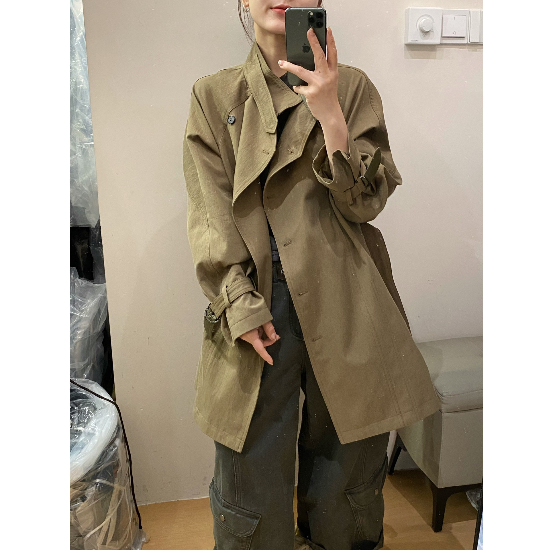 英伦风休闲中长款立领风衣外套上衣女欧洲站2026秋季新款欧货女潮