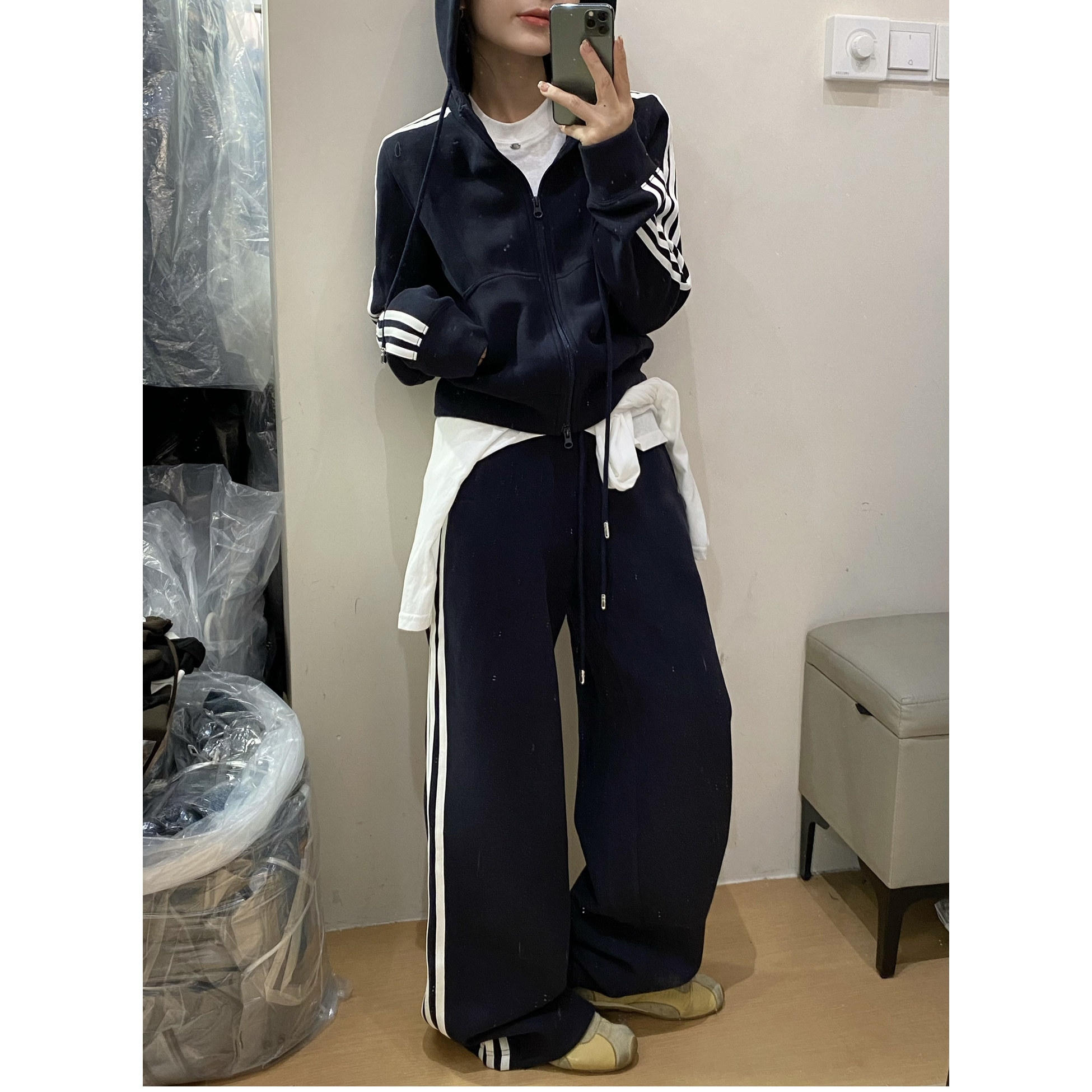 品条连帽卫衣外套+阔腿长裤卫衣两件套套装女欧洲站2026秋季新款