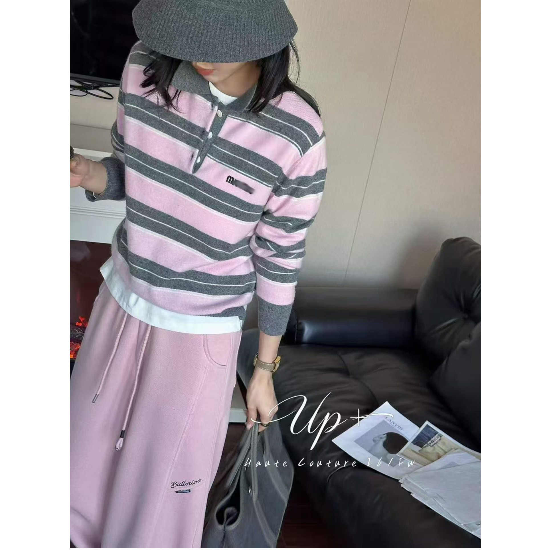 休闲撞色条纹长袖羊毛针织衫女欧洲站2026秋季新款欧货套头上衣
