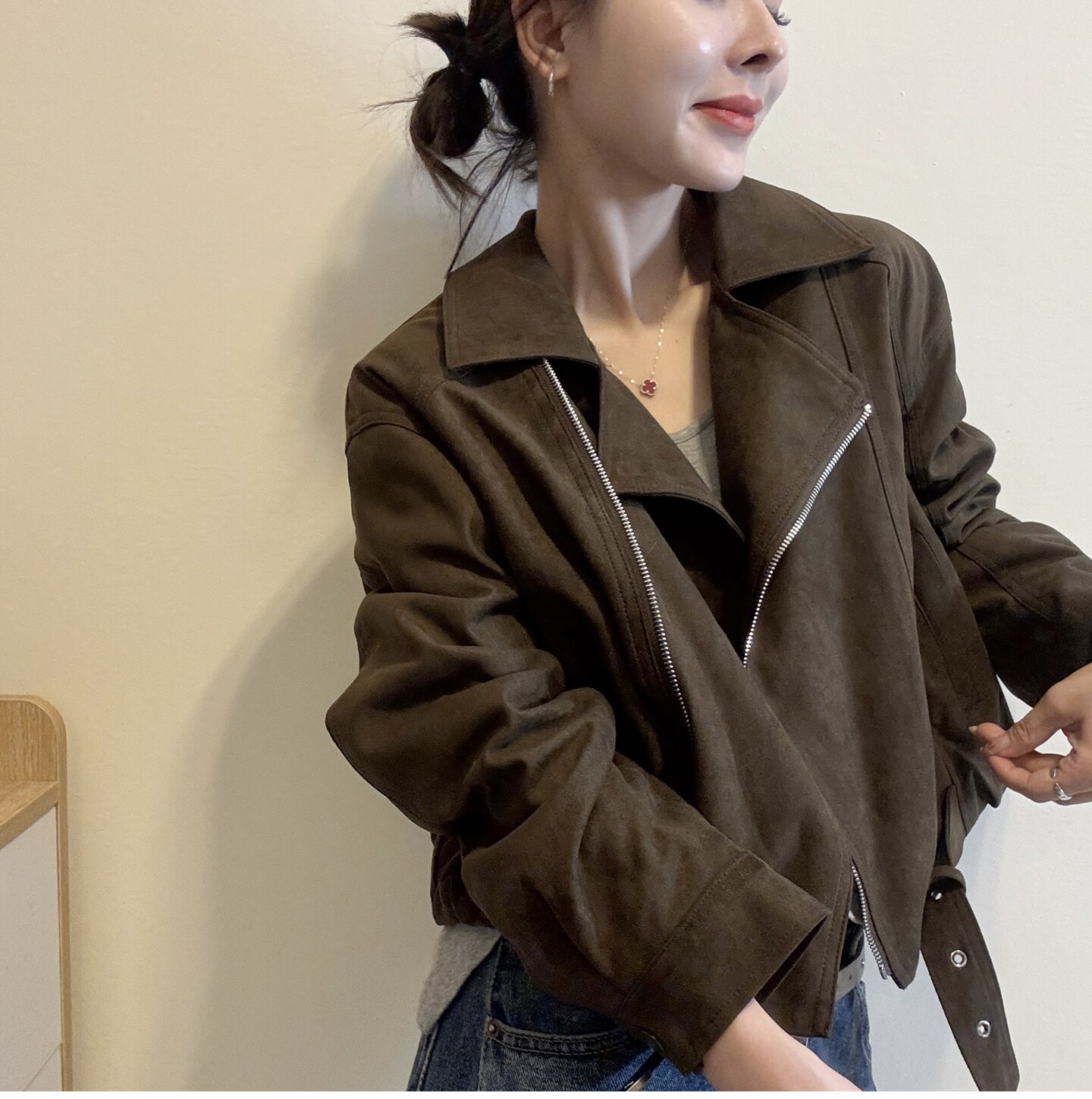 复古麂皮绒翻领夹棉外套欧洲站2026秋季新款欧货短款夹克棉衣女潮