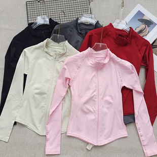 女士健身房训练服速干运动上衣女健身房专用瑜珈服红色跑步上衣