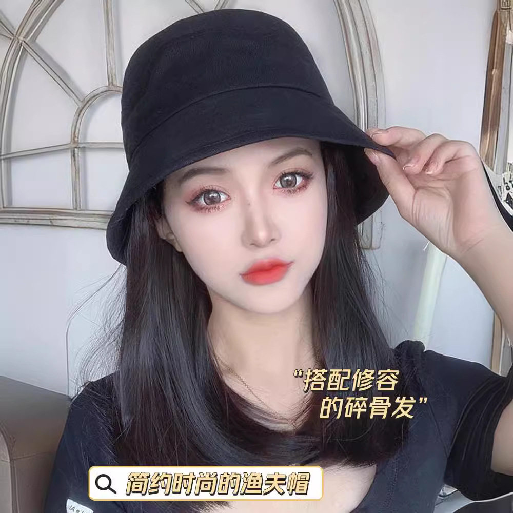 带假发帽子一体女2026新款减龄女图片