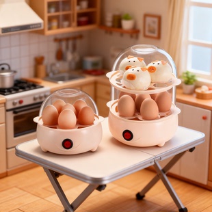 新款 玩皮熊煮蛋器防干烧小型蒸蛋器迷你煮鸡蛋羹机家用早餐神器