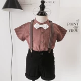 Детское платье для мальчиков, жилет, рубашка, комплект, пиджак классического кроя, комбинезон, в британском стиле, короткий рукав