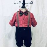 Детское красное платье, комплект, черная рубашка, подтяжки, штаны, костюм, осеннее, в западном стиле, наряд на выход