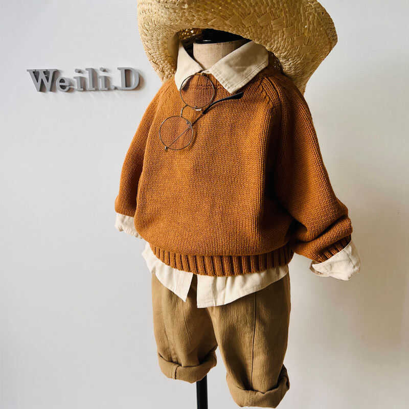 細毛線純棉針織衫男童學院風