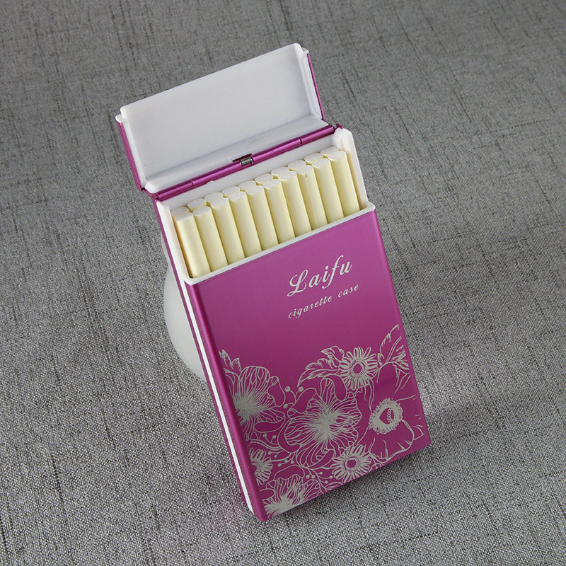 爱仕加长版女士细烟盒20支装超薄创意细支烟盒香菸盒子自动弹盖