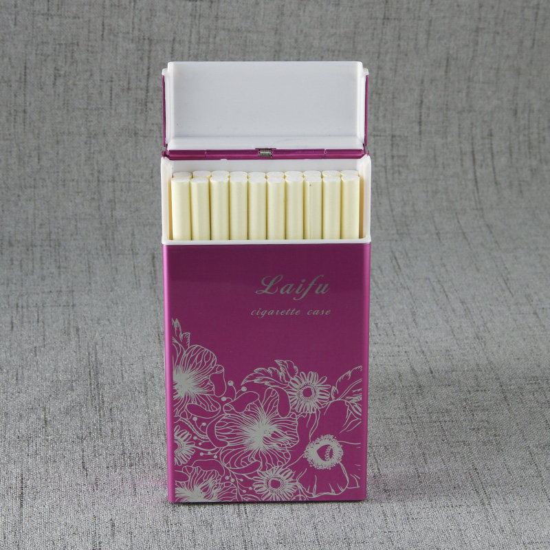 爱仕加长版女士细烟盒20支装超薄创意细支烟盒香菸盒子自动弹盖