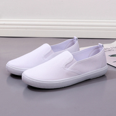 夏季 防臭舒适软底小白鞋 老北京布鞋 一字牌护士鞋 平底白帆布鞋 护士