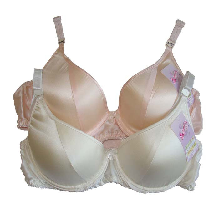 清仓夏日亏本热卖真丝无钢圈文胸双面光滑素绉缎内衣粉色肤色绣花