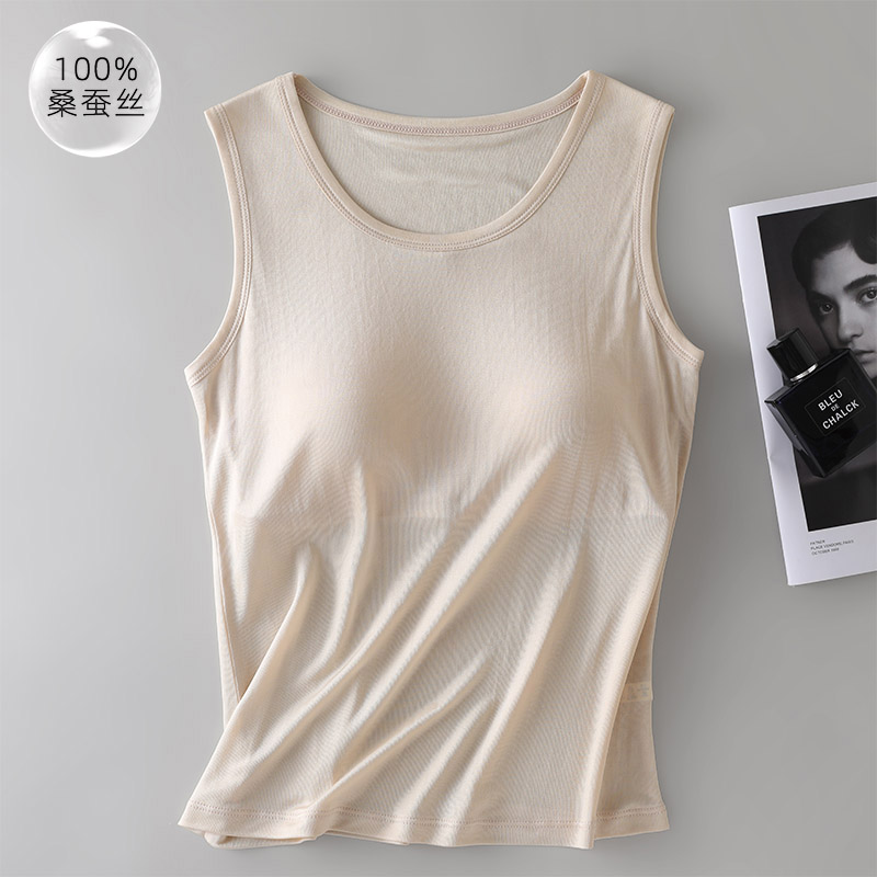 100%桑蚕丝背心女免穿文胸