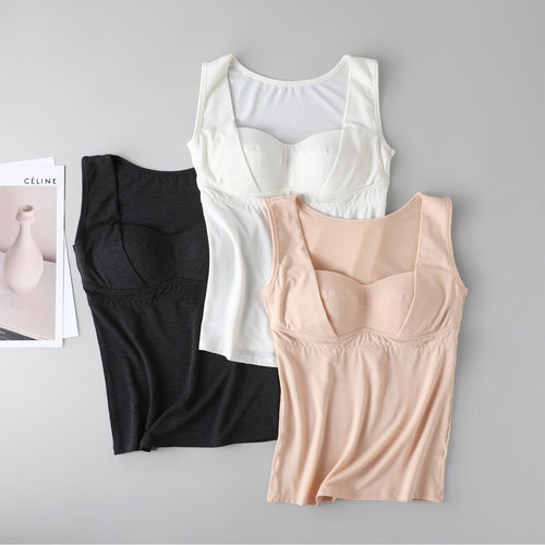 真丝羊毛免穿文胸保暖背心