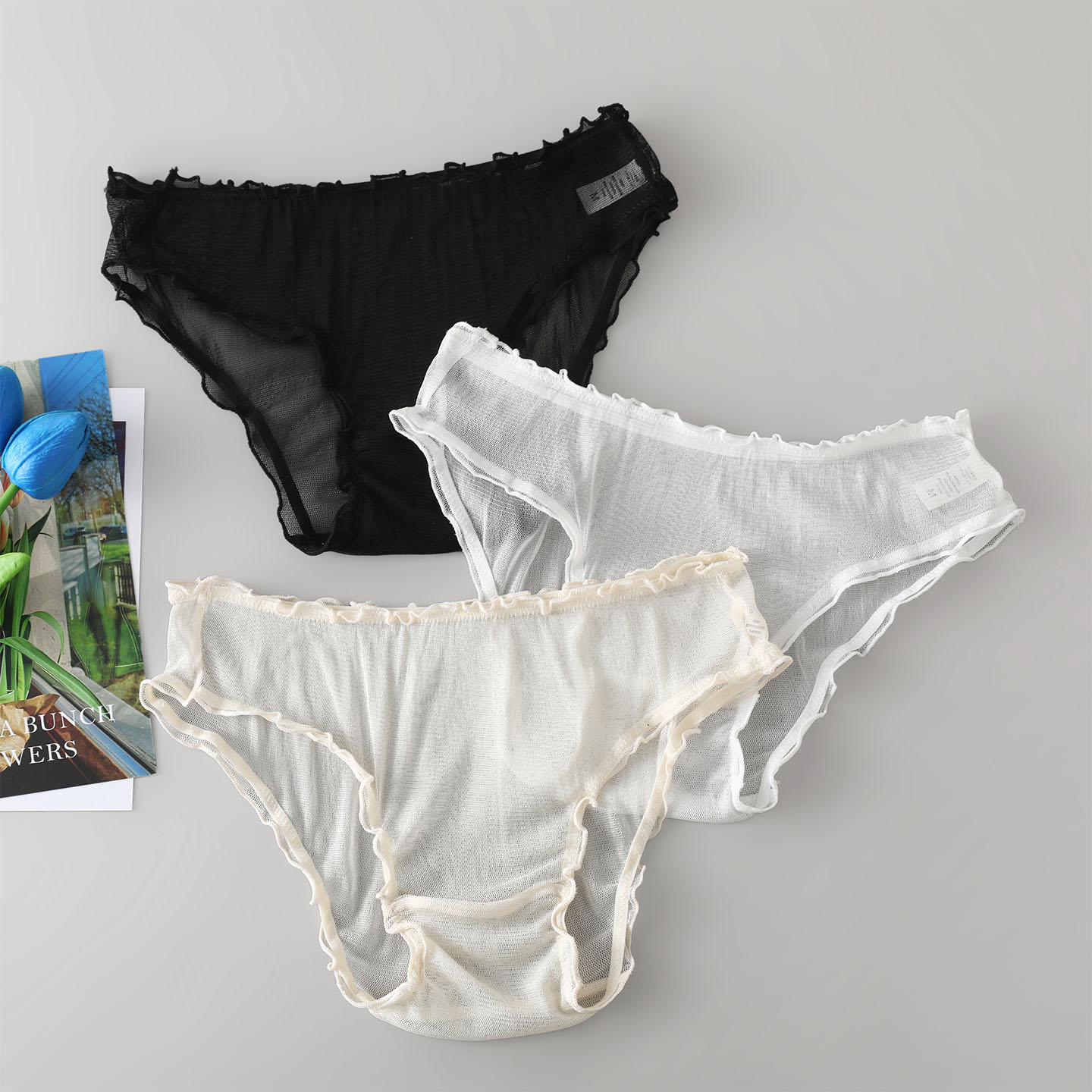 100%桑蚕丝网纱内裤女