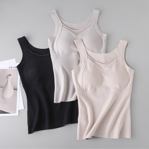 桑蚕丝山羊绒发热保暖女背心